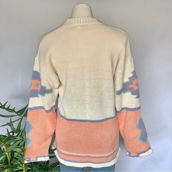 v i n t a g e :: Chunky Aztec Oversized Abstract Retro Knit Sweater - Picture 13 of 14